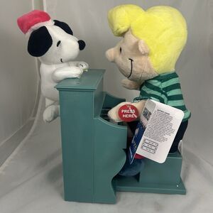 2024 PEANUTS Snoopy & Schroeder Playing Piano Christmas Musical Animated Plush